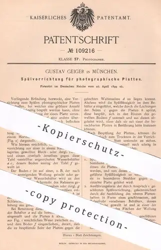 original Patent - Gustav Geiger , München , 1899 , Spülung für photographische Platten | Fotografie , Photography !!