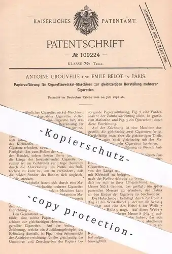 original Patent - Antoine Grouvelle | Elie Belot , Paris , Frankreich , 1898 , Zigarettenwickel - Maschine | Zigaretten