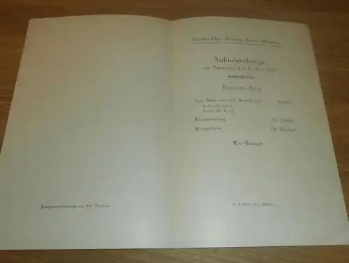 Studentika , München 17.05.1913 , akademischer Gesangverein , Kneipe , Sonate , Programm , 26,5 x 17,5 cm , AGV !!!