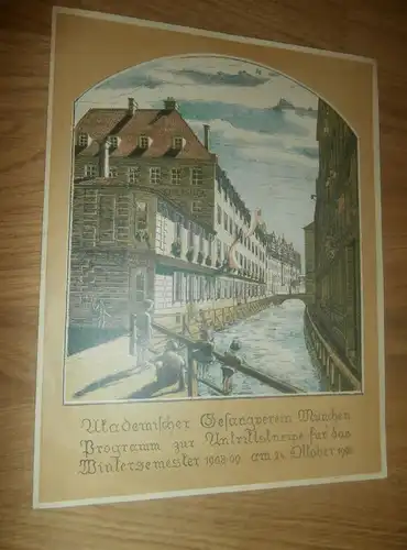 Studentika , München 1908/09 , akademischer Gesangverein , Kneipe , Wer ist Schuld , Programm , 18,7 x 24 cm , AGV !!!