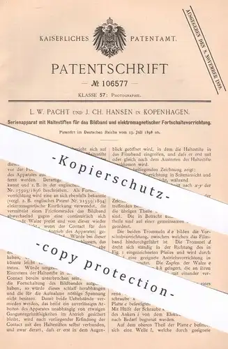 original Patent - L. W. Pacht und J. Ch. Hansen , Kopenhagen , Dänemark , 1898 , Fotoapparat , Kamera | Photography !!