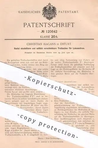 original Patent - Christian Hagans , Erfurt , 1900 , Treibachse für Lokomotive | Eisenbahn - Achse | Bahn , Zug , Achsen