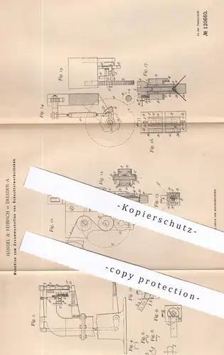 original Patent - Händel & Reibisch , Dresden , 1900 , Zusammenheften von Schachteln | Heftmaschine , Heftklammern !!