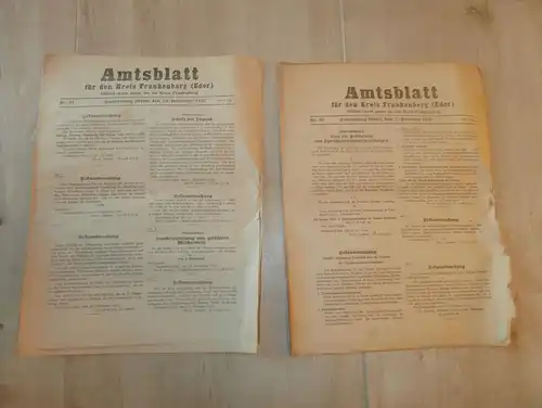 2x Zeitung Frankenberg / Eder , 24.11.1945 + 1.12.1945 , Amtsblatt , Kriegsende , Polizei , Hessen , Kassel , RAR !!!