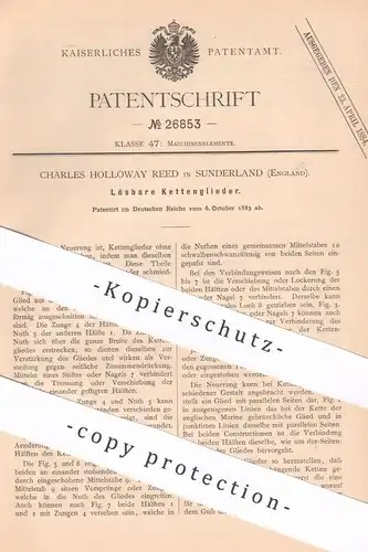 original Patent -  Charles Holloway Reed , Sunderland , England | 1883 | Lösbare Kettenglieder | Ketten aus Guss , Stahl