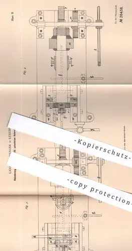 original Patent - Lanser & Wenger , Luxemburg | 1883 | Knierohrbiegemaschine | Rohrbiegemaschine | Rohr , Rohre , Metall