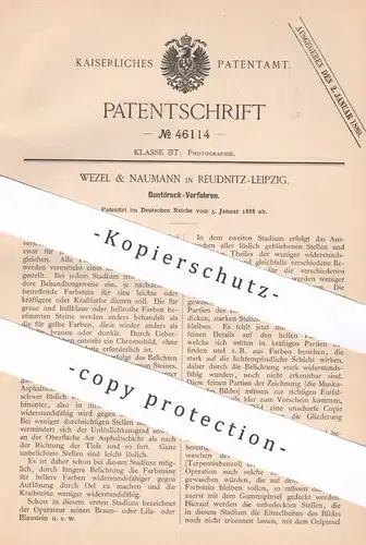 original Patent - Wezel & Naumann , Leipzig / Reudnitz | 1888 | Buntdruck - Verfahren | Photography | Fotografie , Druck