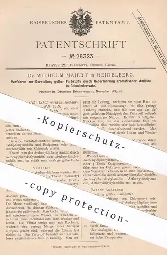 original Patent - Dr. Wilhelm Majert , Heidelberg , 1883 , Darstellung gelber Farbstoffe | gelb | Farbe , Lack | Chemie
