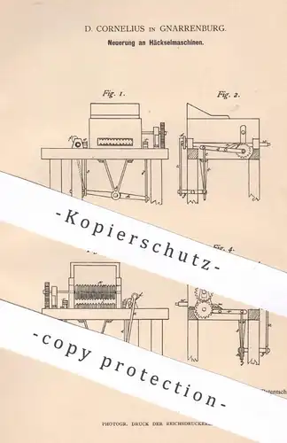 original Patent - D. Cornelius , Gnarrenburg , 1884 , Häckselmaschine | Häckseln | Schneidzeug | Rüben | Landwirtschaft
