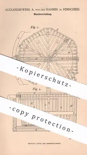 original Patent - Alexanderwerk A. von der Nahmer , Remscheid , 1895 , Waschvorrichtung | Waschmaschine , Waschtrommel !