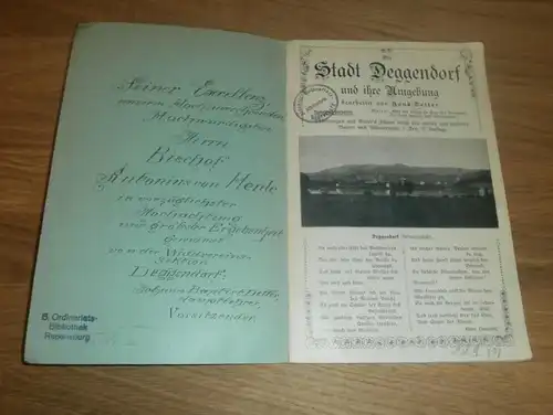 uraltes Buch Stadt Deggendorf und Umgebung , ca. 1890 , Bischof Anton von Henle , Wald Verein !!!