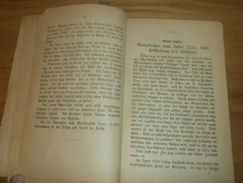 uraltes Buch Maria Buchen , 1884 , Lohr am Main , Geschichte der Wallfahrt und Kloster  !!!