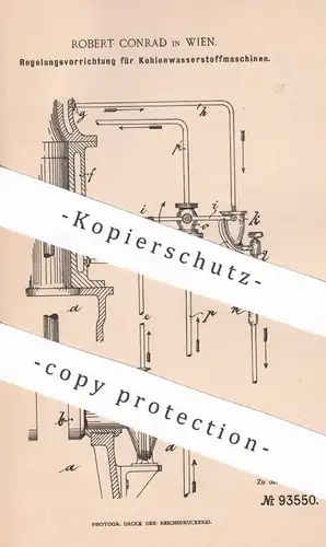 original Patent - Robert Conrad , Wien , Österreich , 1897 , Regulator für Kohlenwasserstoffmaschine | Gasmotor , Motor