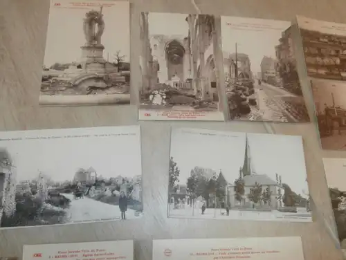 29 Ansichtskarten , Frankreich , 1. Weltkrieg , Souain , Reims , Suippes , St. Hilaire le Grande , Panzer !!!