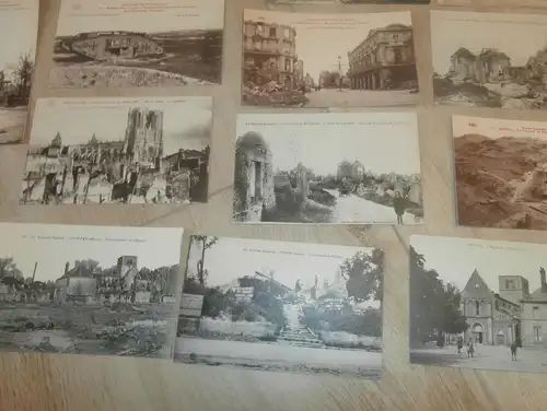 29 Ansichtskarten , Frankreich , 1. Weltkrieg , Souain , Reims , Suippes , St. Hilaire le Grande , Panzer !!!