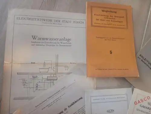 Konvolut , Sulzer Wärmeanlagen , 1916-20 , Wädenswil , Winterthur , Zürich , Katalog , Anleitung , Heizung , Ofenbau !!!