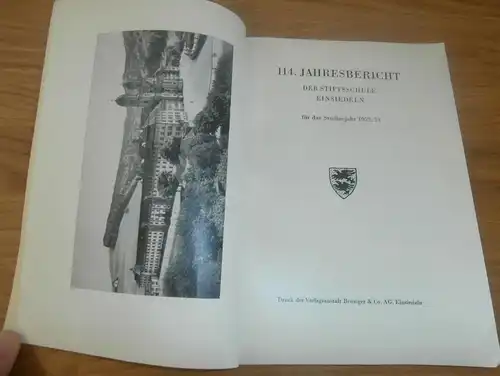 Jahresbericht , Einsiedeln , 1952/53 , Stiftschule , Katalog / Buch , Schule !!!