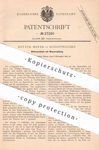 original Patent - Gottfr. Meyer , Schaffhausen , 1883 , Wollwaschkufe mit Wasserspülung | Wolle waschen | Waschmaschine