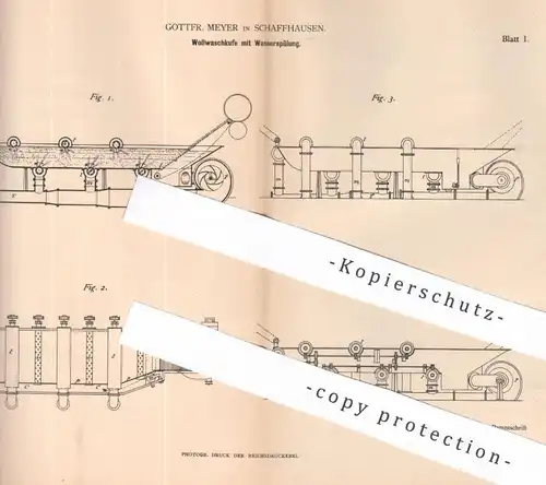 original Patent - Gottfr. Meyer , Schaffhausen , 1883 , Wollwaschkufe mit Wasserspülung | Wolle waschen | Waschmaschine