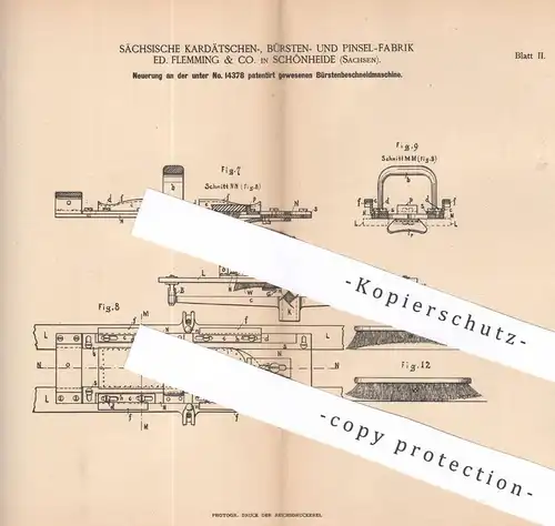 original Patent - Sächsische Kardätschen-, Bürsten- & Pinsel Fabrik Flemming & Co. Schönheide | Bürstenbeschneidmaschine