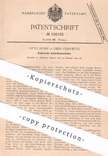 original Patent - Otto Horn , Ober Oderwitz , 1899 , Elektrischer Kettenfadenwächter | Webstuhl | Weben , Weber !!