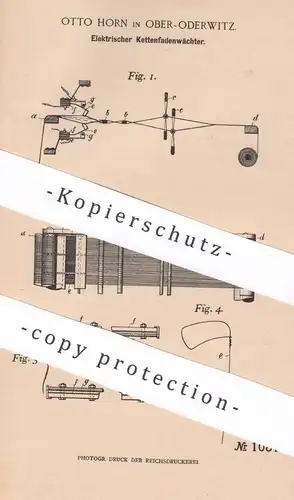 original Patent - Otto Horn , Ober Oderwitz , 1899 , Elektrischer Kettenfadenwächter | Webstuhl | Weben , Weber !!