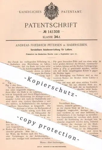 original Patent - Andreas Friedrich Petersen , Hadersleben , 1902 , Anlehnvorrichtung für Leitern | Leiter , Stehleiter