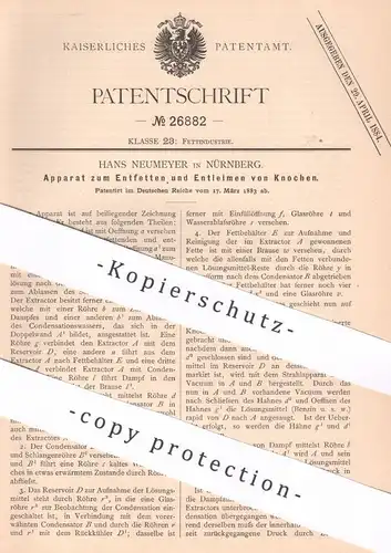 original Patent - Hans Neumeyer , Nürnberg , 1883 , Entfetten und Entleimen von Knochen | Fett , Fette , Öl , Öle