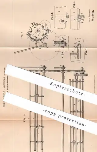 original Patent - August Schulz , Grünberg / Schlesien , 1884 , Breitdreschmaschinen | Dreschmaschinen | Mähdrescher !!