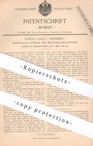 original Patent - Gustav Galle , Spremberg , Schutz an Holzhobelmaschinen | Hobel , Holz , Tischler !!