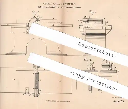 original Patent - Gustav Galle , Spremberg , Schutz an Holzhobelmaschinen | Hobel , Holz , Tischler !!