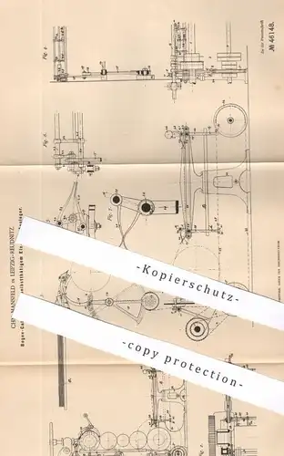 original Patent - Chn. Mansfeld , Leipzig / Reudnitz , 1888 , Bogen - Calander | Papier , Papierfabrik , Papierbogen