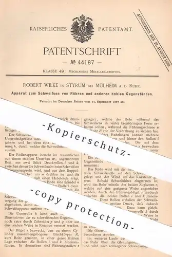 original Patent - Robert Wilke , Styrum / Mülheim / Ruhr , 1887 , Röhren Schweißen | Rohr , Rohre | Metall , Schlosser