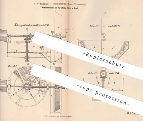 original Patent - F. W. Hering , Osterfeld , Weißenfels | 1881 | Waschmaschine für Kartoffeln , Rüben | Landwirtschaft !