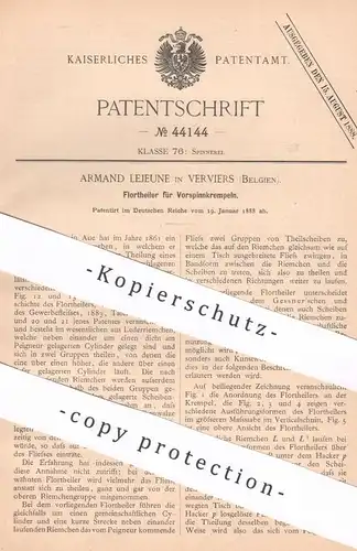 original Patent - Armand Lejeune , Verviers , Belgien , 1888 , Florteiler für Vorspinnkrempeln | Spinnmaschine , Spinnen