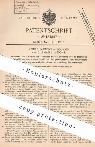 original Patent - André Dumont , Louvain | E. Lemaire , Mons , 1905 , Schacht abteufen | Bergwerk , Bergbau , Stollenbau