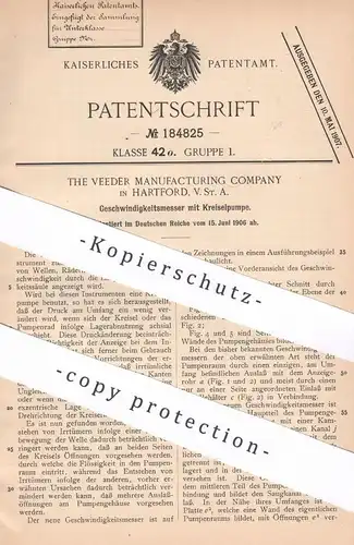 original Patent - The Veeder Manufacturing Company , Hartford , USA , 1906 , Geschwindigkeitsmesser mit Pumpe !!