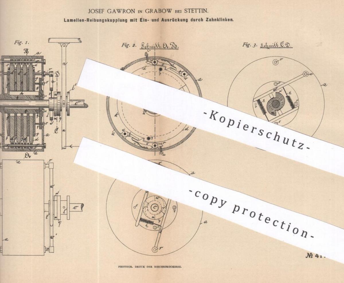 Original Patent Josef Gawron Grabow Stettin Lamellen