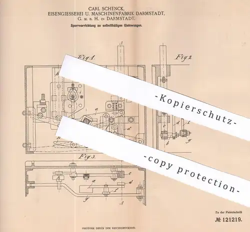 original Patent - Carl Schenck , Eisengiesserei & Maschinenfabrik Darmstadt GmbH , 1900 | Gleis Waage | Waagen Eisenbahn