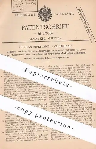 original Patent - Kristian Birkeland , Christiania , 1903 , Gas , Gase | Gasgemisch | elektrischer Lichtbogen