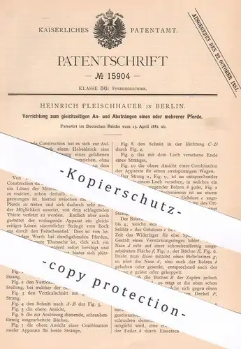 original Patent - Heinrich Fleischhauer , Berlin , 1881 , Pferdegeschirr | Pferd , Pferde , Pferdewagen , Kutsche