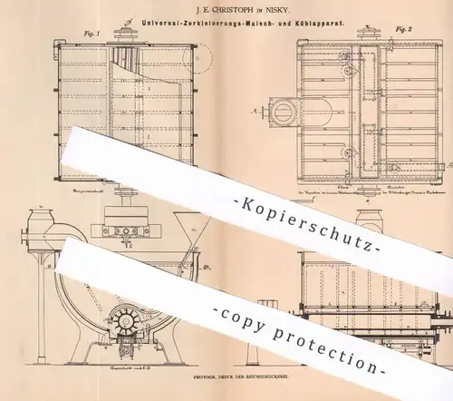 original Patent - J. E. Christoph , Nisky , 1879 , Zerkleinerungs-Maisch- u. Kühlapparat | Brennerei , Brauerei , Kühlen