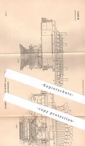 original Patent - Eugene Fitch in des Moines , Iowa , USA , 1886 , Typenschreibmaschine | Typen Schreibmaschine | Druck