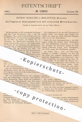 original Patent - Gustav Schultze , Bialystock , Russland , 1880 , Schiebekarren | Karre , Schubkarren , Karren , Wagen