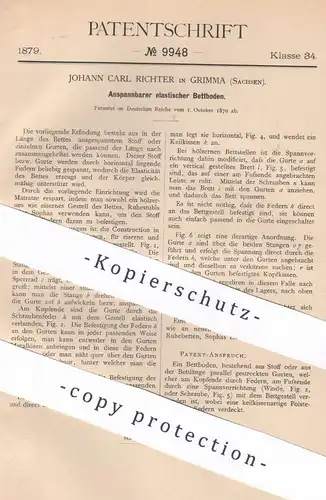 original Patent - Johann Carl Richter , Grimma / Sachsen , 1879 , elastischer Bettboden | Bett , Federn | Möbel , Betten