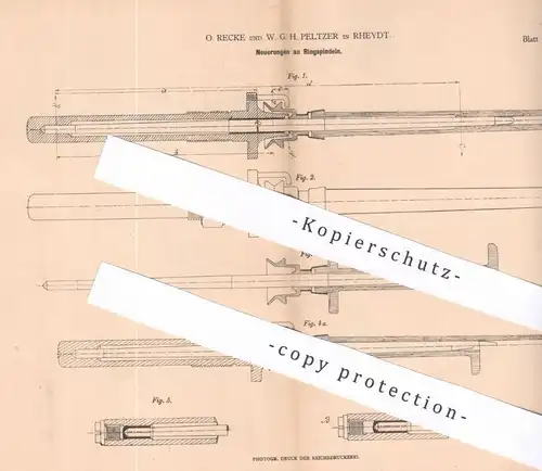 original Patent - O. Recke | W. G. H. Peltzer , Rheydt , Ringspindel | Stahlspindel | Spindel , Spindeln | Metall !!