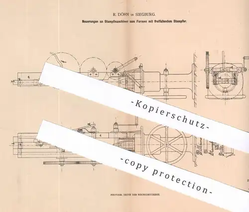 original Patent - R. Döhn , Siegburg , 1879 , Stampfmaschinen | Form , Formen , Sandform , Formkasten !!