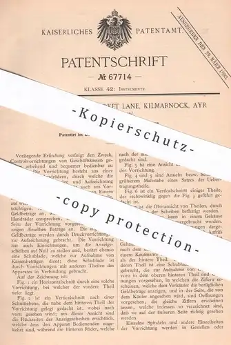 original Patent - Robert Lamont , Market Lane , Kilmarnock , Ayr , Schottland , 1892 , Kasse , Kassen | Geschäftskasse