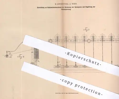 original Patent - B. Lindenthal , Wien , Österreich , 1880 , Knäulwickelmaschinen | Garn , Faden , Nähen | Lindenthal