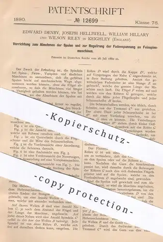 original Patent - Edward Denby , Joseph Helliwell , William Hillary , Wilson Riley | Keighley , England | Spinnmaschinen